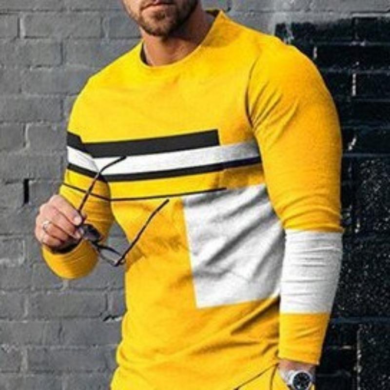 Men's Fashion Casual Top 3D Printed Long Sleeve T-shirt