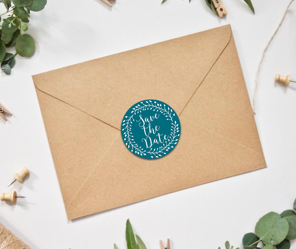 Darling Souvenir Black Round 1.6 Inches Vines Border Save The Date Stickers Non Customized Gift-45