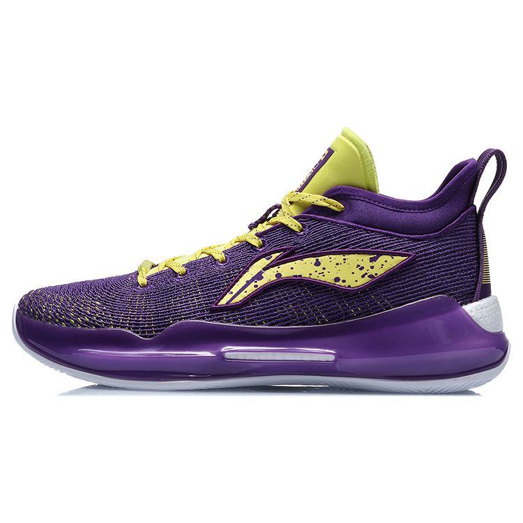 Li Ning Yu Shuai 13 Low Lakers Colorway Mid-Top Basketball Shoes Men Basketball Shoes Yellow Purple ABAQ013-4
