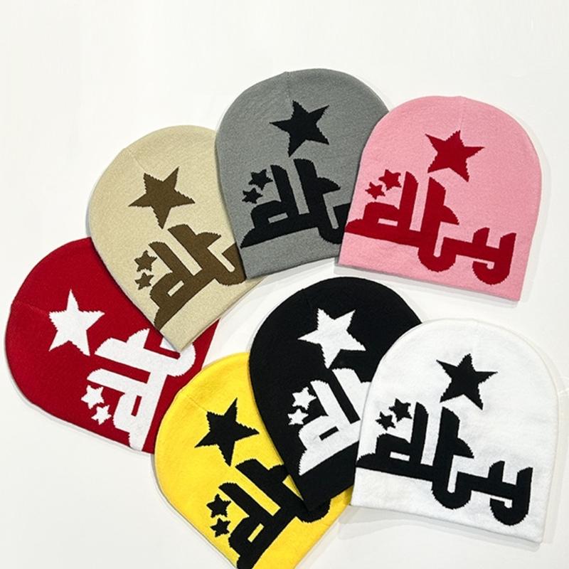 Повседневная жаккардовая шапка со звездами, вязаная ветрозащитная шапка для взрослых, осень-зима, для езды на велосипеде