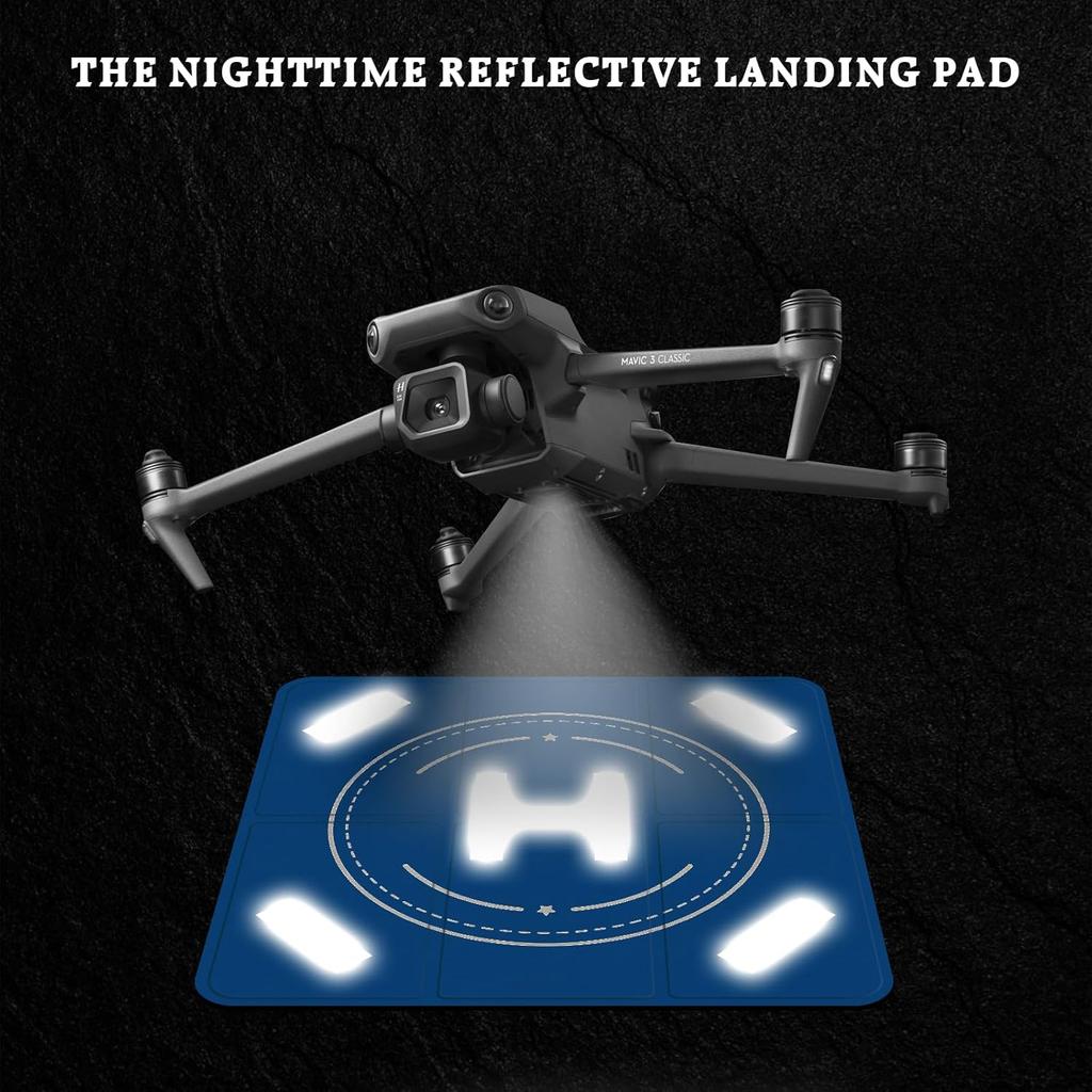 Nighttime Reflective Drone Landing Pad,Fast-fold Double Sided Waterproof Landig Pad Weighted for DJI Mini 5 Pro/ 4/3 Pro/Mini 4k / Mavic 4 / Air 3s