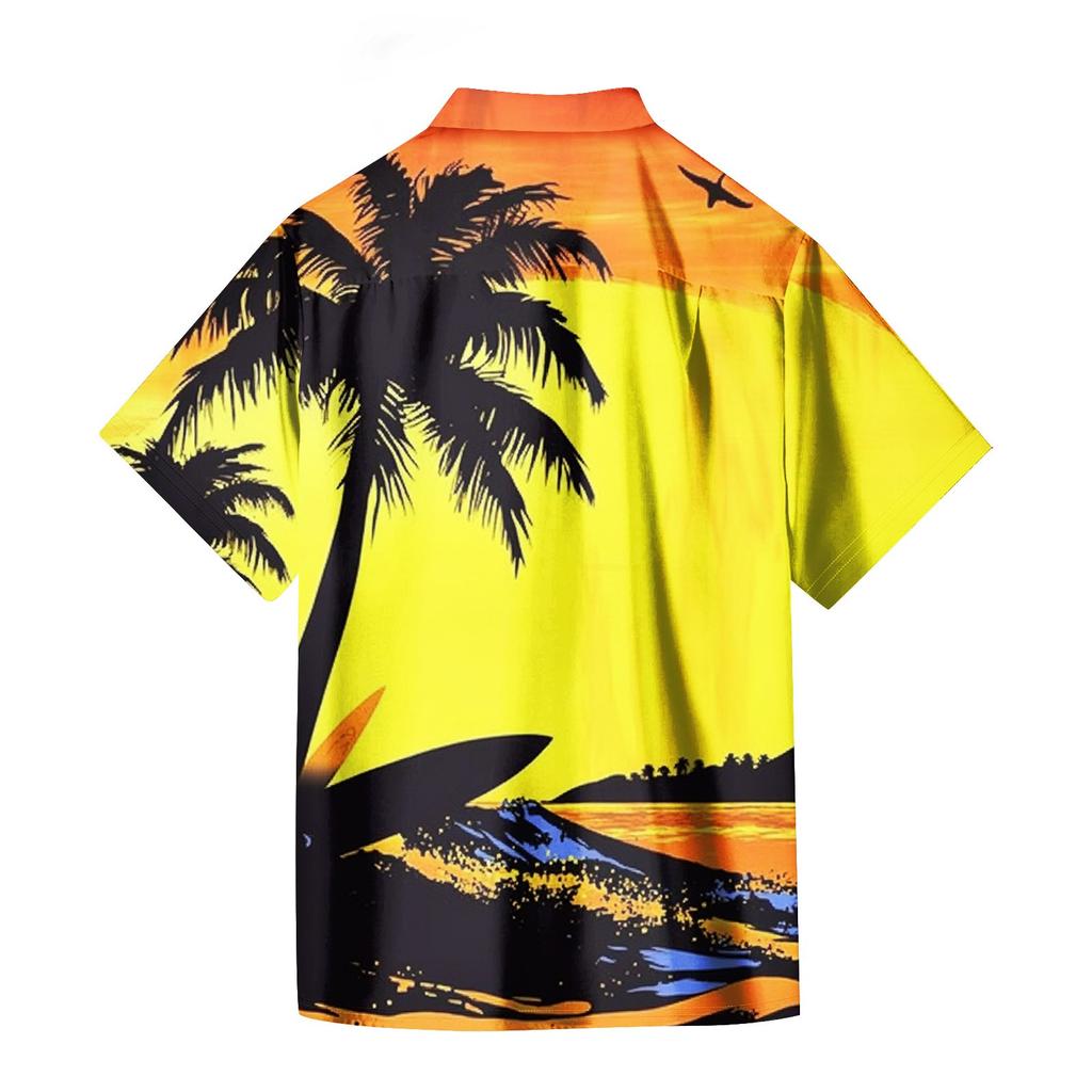 Men's Casual Short-sleeved Shirt Slim Fit Stylish Men's Hawaiian Print