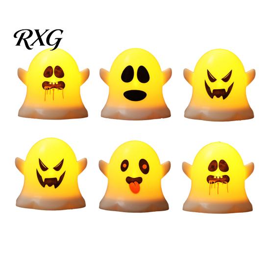 Colorful Ghost Mood Light 6 Pcs Decorative Light, LED Color Changing Warm Flameless Battery-Operated Spooky Expression Decor Mini Spirit Night Lamps,