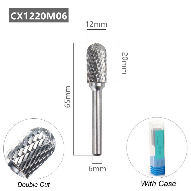 Напильник из карбида вольфрама с шаровидным наконечником и цилиндрическим наконечником 6 мм, хвостовик 1/4, инструменты для резьбы по дереву, фреза с одинарной насечкой по металлу