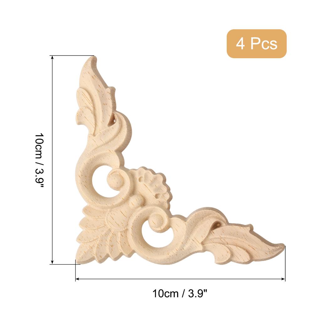 4 шт. Деревянные резные дверные шкафы, деревянные аппликации, накладки, фигурки, ремесло, домашний декор, неокрашенные углы, резные наклейки, настенное украшение
