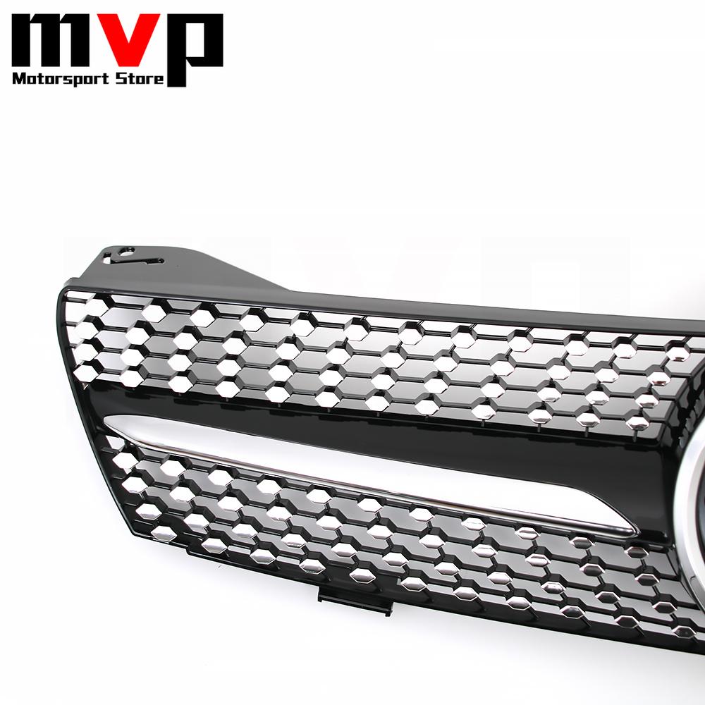 FCM5 Chrome Black Diamonds Style Bumper Grille With Silver Border Badge Emblem For Mercedes Benz CLS W219 2005-2008 CLS350 CLS63 AMG