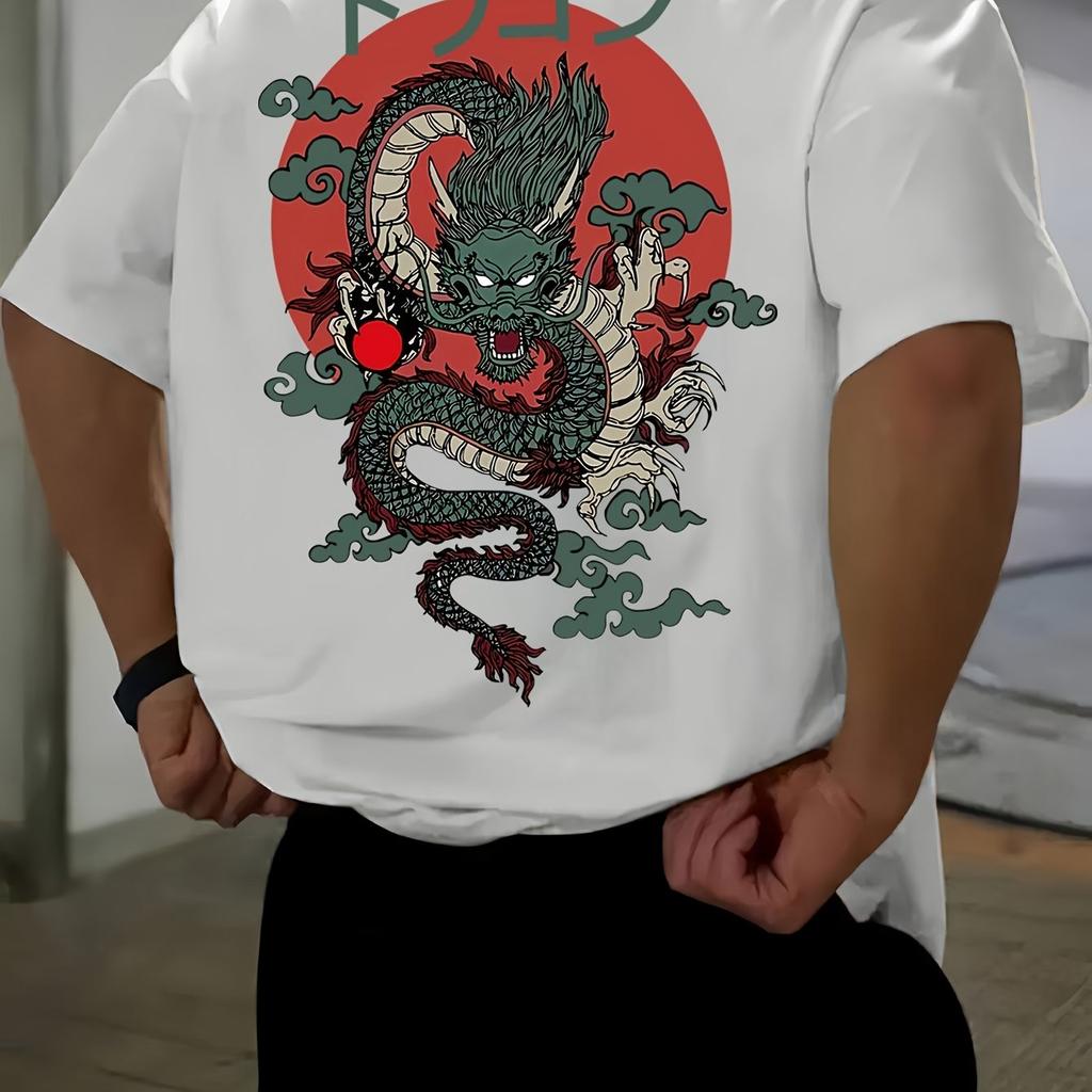Мужская футболка Dragon Ball Аниме Летние Топы с Коротким Рукавом Хлопок Модные Повседневные Свободные С Японским Узором Печать Круглый Вырез Топ