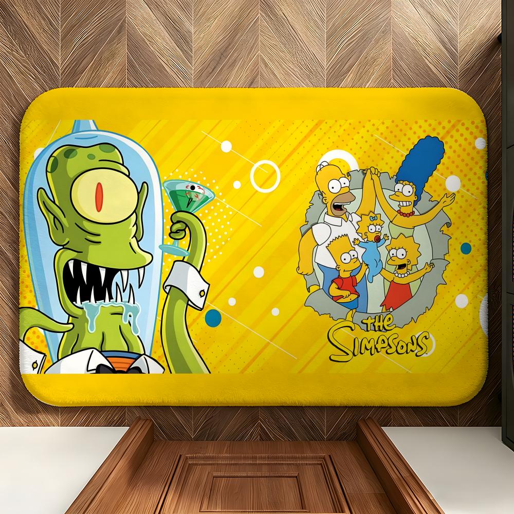 cartoon T-The S-Simpsons Floor Mat Soft Flannel Floor Mat Suitable for Entryways, Living Rooms, Bedrooms, and Bathrooms