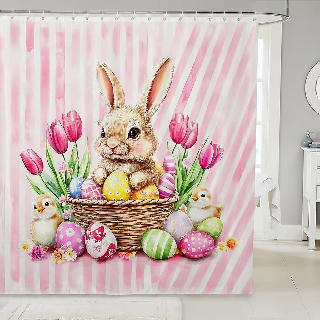 Милые Кошки Шторка для Душа для Детей Девочек Подростков Синяя Цветочная Зеленые Листья Аксессуары для Ванной Комнаты Дом Сад Домашние Животные Животные Рустик Ванная