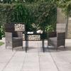 VidaXL Garden Dining Set with Cushions 3 Pcs Grey, 33.8 Kg