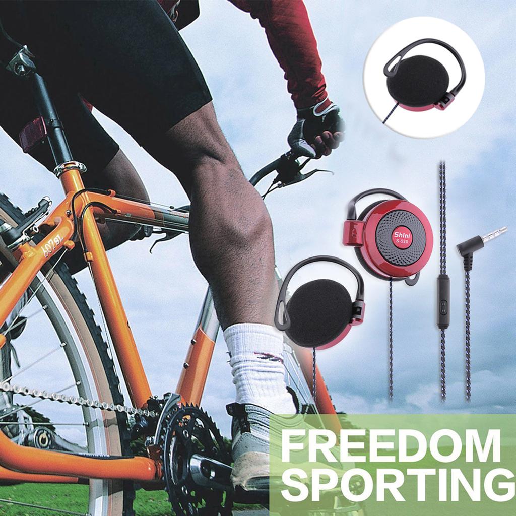 SHINI S520 3.5mm Wired Headset Ear Hook Headsets Stereo Game Sports Headphone with Mic for Phone