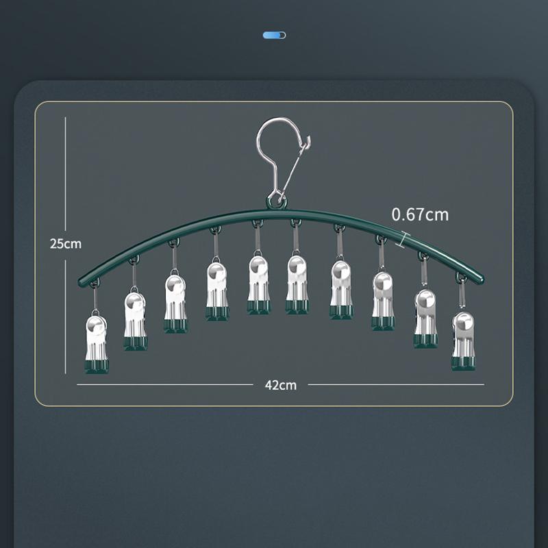 Drying Hanger for Laundry Stainless Steel Metal Multifunctional Waterproof Clothes Hanger with Clips Underwear Socks Hat Hanger