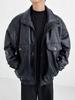 American retro locomotive soft leather jacket men's simulated leather short spring and autumn couple high-end bomber jacket