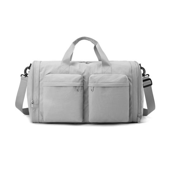 Foldable Gym Tote Unisex Duffle Bag with Shoe Compartment Wet Pocket Nylon Weekender Bag for Fitness Travel