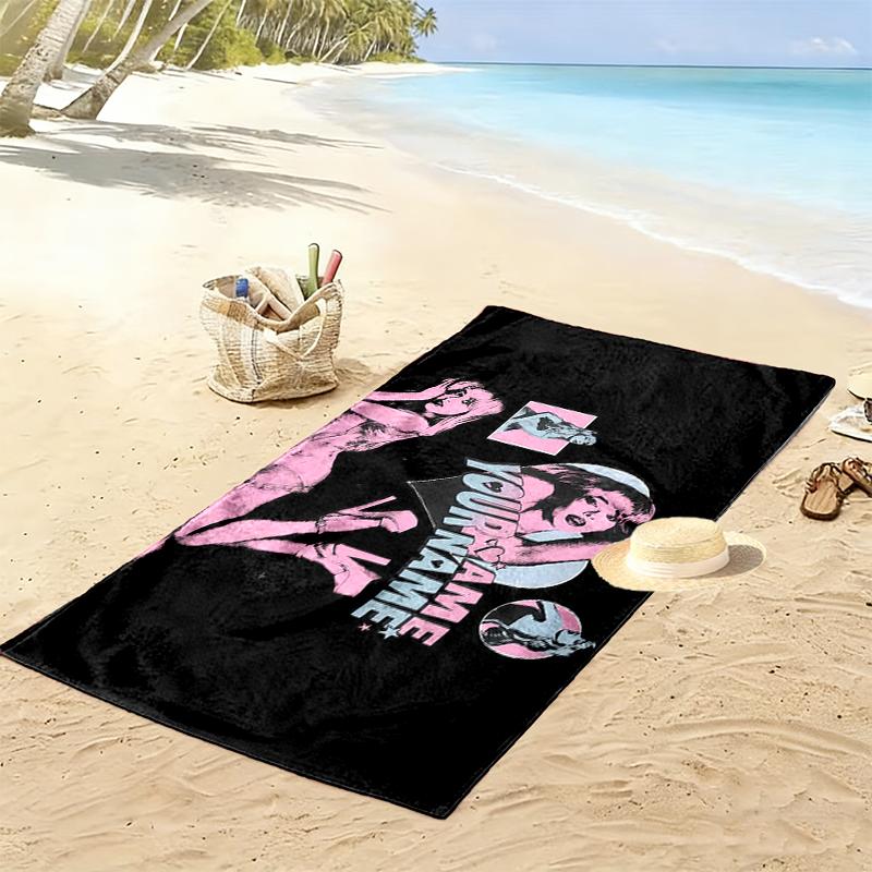 Custom Name,Sabrina Carpenter Print Beach Towel, Large Soft Quick Dry Towel for Beach Camping Swimming