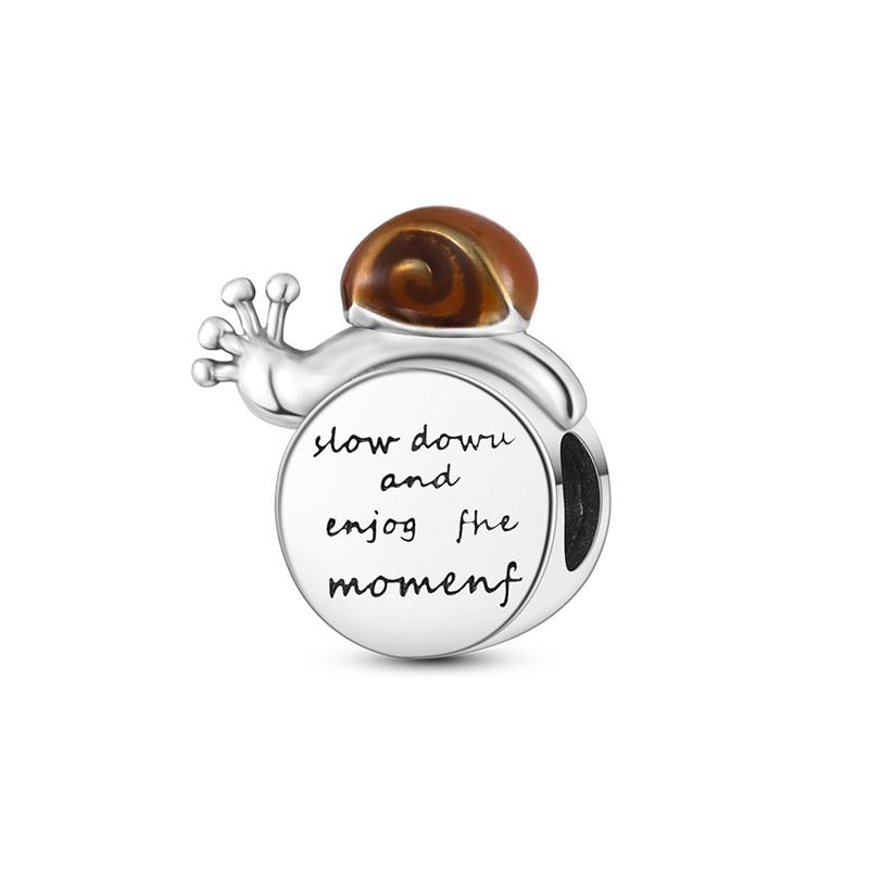Silver Color Time Snail Alarm Clock Charm Beads Fit Original Brand Bracelet for Women Diy Jewelry Gift
