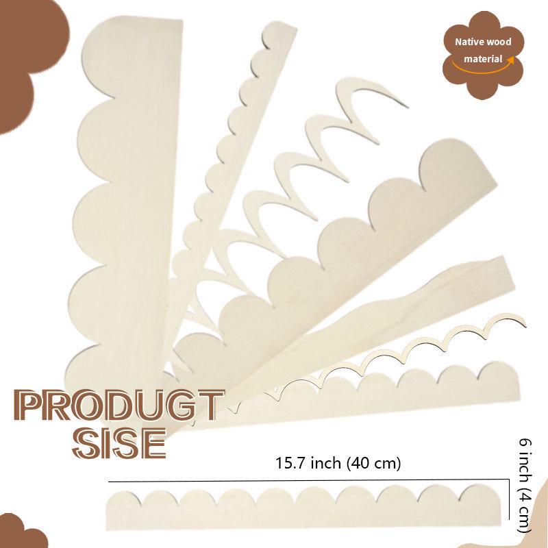 Unfinished Wave Fan-Shaped Wood Molding for DIY Wall, Cabinet, Shelf, and Door Decoration