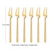 6 шт./компл., набор золотых вилок, чайный торт, вилка для закусок, столовые приборы, матовая нержавеющая сталь, многоцветная посуда, десертная фруктовая вилка, набор столовых приборов