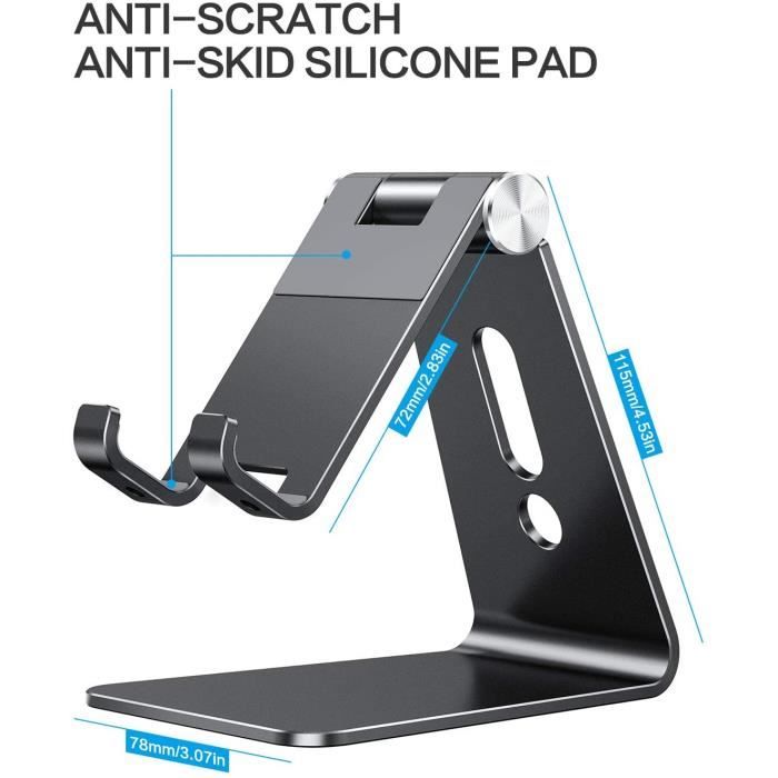 Support Téléphone , Support Téléphone Bureau Multi-Angles Réglable, Support Téléphone Portable en Aluminium Compatible avec iP[9]