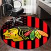 1PC Chicago-Blackhawks Logo Round Rug, Non-slip Chair Mat, Home Decor, Circle Carpet Perfect for Office, Bedroom, Living Room,Christmas gift
