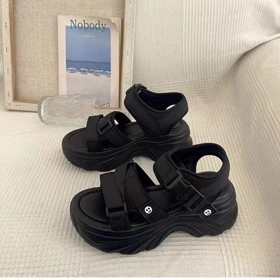 Папины сандалии женская платформа 2025 лето новый корейская версия универсальные маленькие спортивные липучки маффин римские туфли