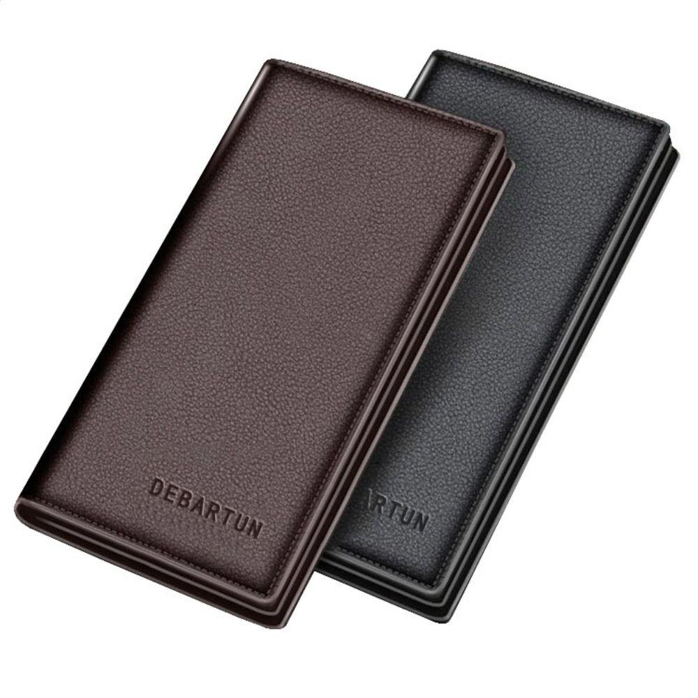 New PU Leather Long Wallet Multiple Slots Thin Card Holder Card Bag Men