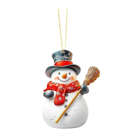 Christmas Ornament Snowman Pendant Acrylic Car Hanging Decoration Winter Xmas Tree Decoration Festive Gift Decor