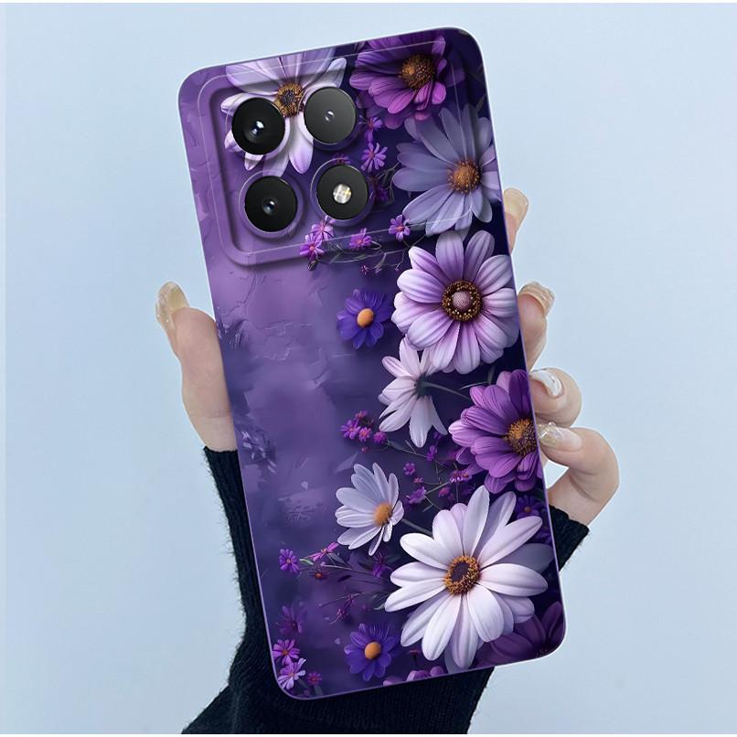 Для Xiaomi Poco X6 Pro 5G Чехол Poco X6Pro Задняя крышка Модный Минимализм Цветочный Мягкий Жидкий Силиконовый Чехол Для PocoX6 Pro Fundas