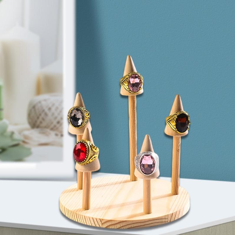 Sturdy Solid Wood Jewelry Display Stand Accessory for Rings Watches Bangles Organizers Storage Tray Showcase Prop