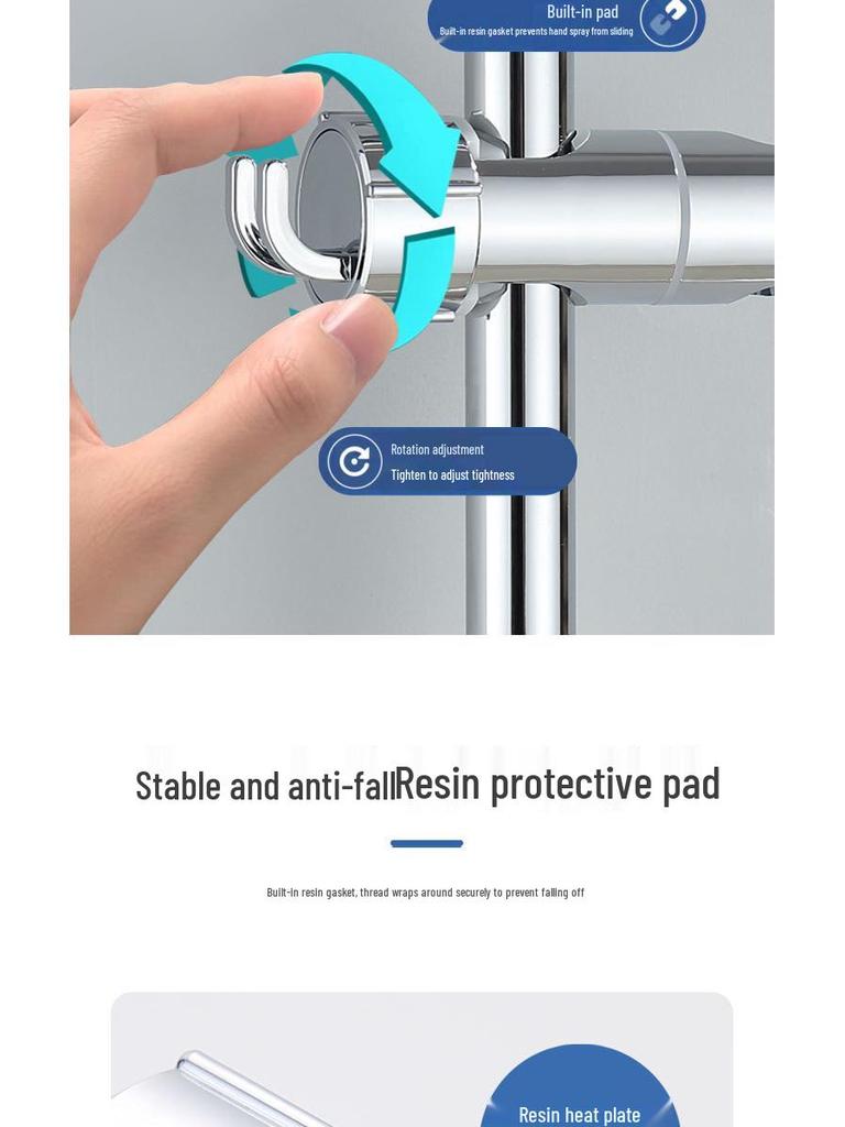 Трансграничный регулируемый душевой кронштейн без сверления со съемной штангой и универсальным основанием для лейки