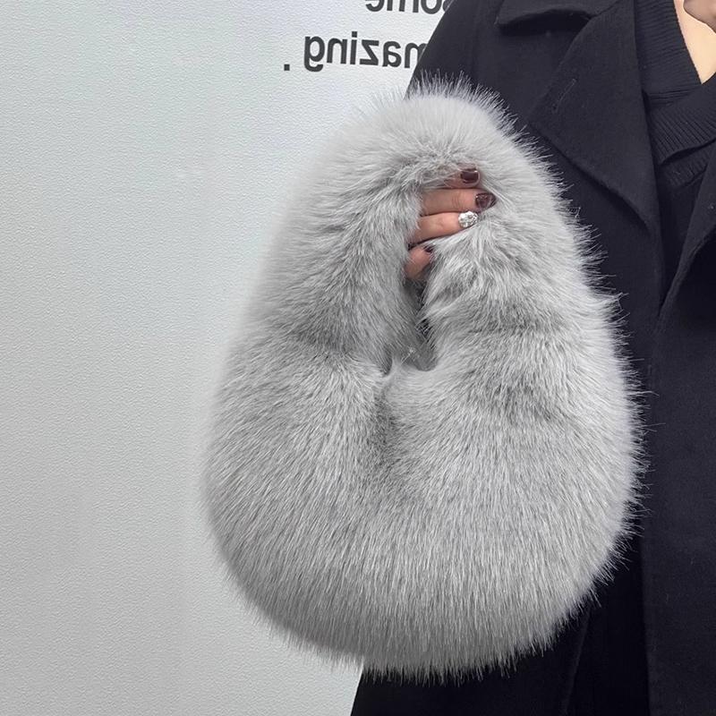 Yogodlns Новая зимняя плюшевая сумка для женщин, модная ручная пушистая сумка, универсальная сумка через плечо, трендовая сумка-хобо для поездок на работу