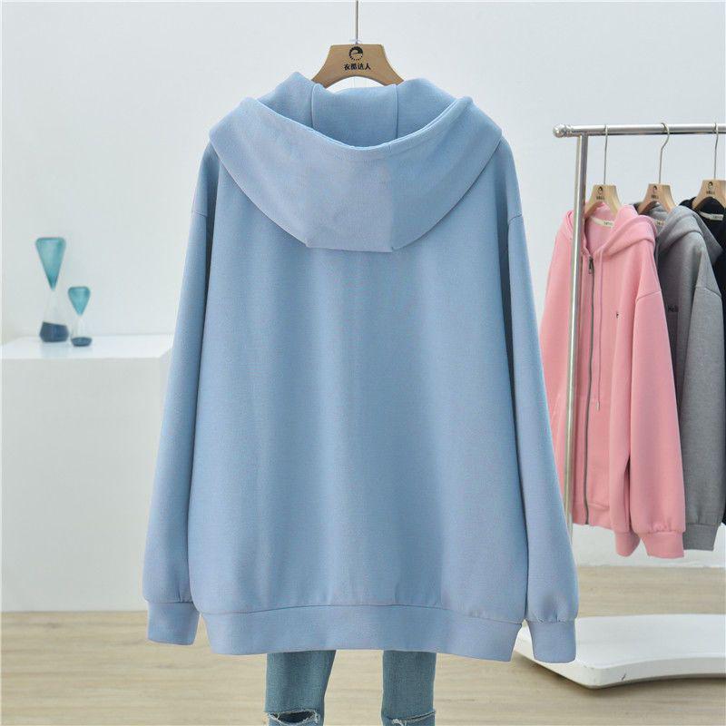 Женский свитер с капюшоном большого размера и осеннее свободное спортивное пальто с подкладкой и рукавами