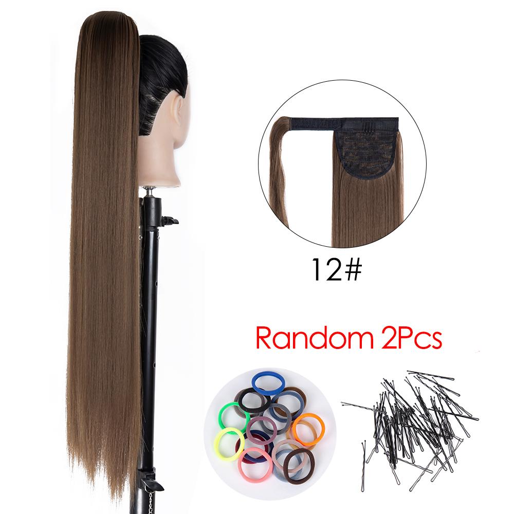85 см 33 дюйма длинный хвостик шиньоны для женщин прически прямой синтетический искусственный хвост обертывание вокруг зажима в конском хвосте