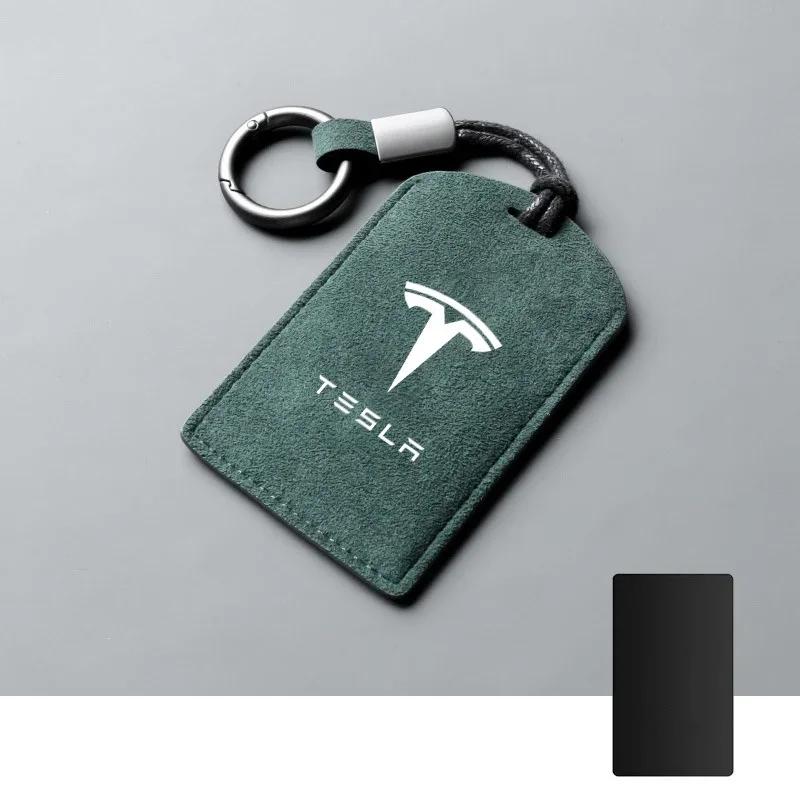 Car Sticker 2025 Hot Suede Car NFC Card Key Case Cover Key Shell Holder Protector Bag For Tesla Model 3 Model Y 2020 Keychain Ca