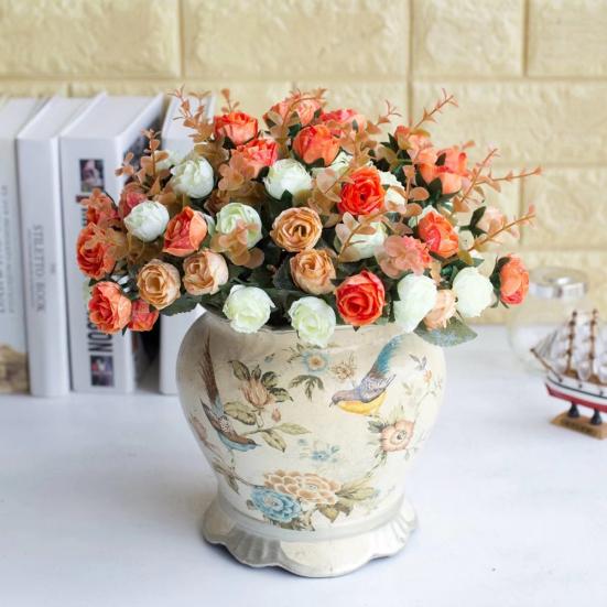 1 Bouquet Artificial Plastic Rose Flower Plant Home Office Shop Decoration