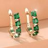 Luxury Square Cut Green Zircon Earrings For Women Elegant Gold Color Drop Earring Bride Wedding Jewelry Accessories