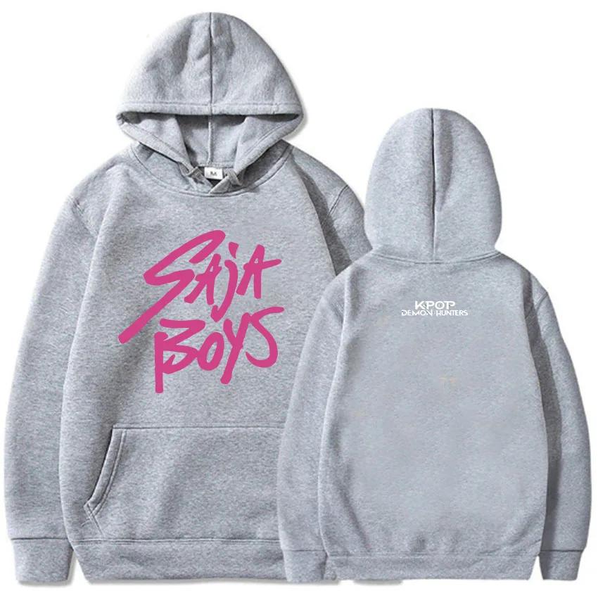 KPop Demon Hunters Saja Boys Hoodie Long Sleeve Movie Printing Sweatshirt Hooded Fleece Casual Female Pullovers Streetwear Women