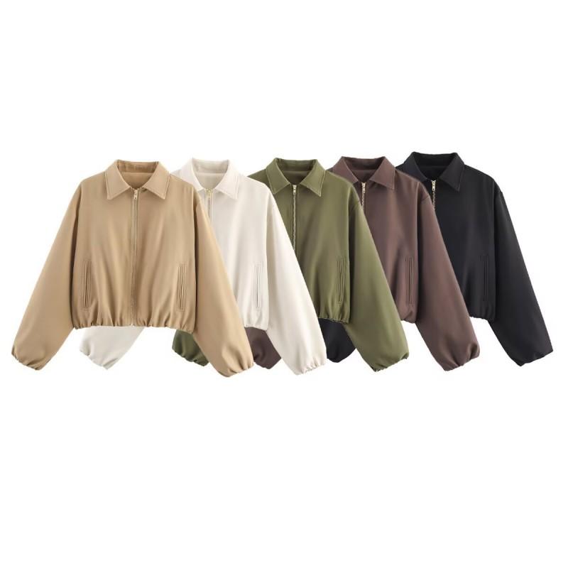 Womens Zip Up Jacket Loose Fit Turn Down Collar Casual Coat Multi Color Options