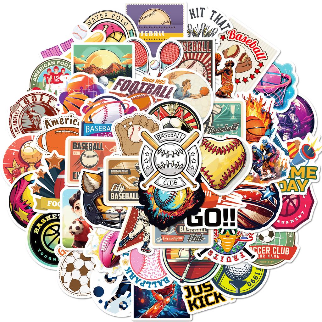 50 Stickers Mixed Ball Car Mobile Phone Notebook Decorative Stickers Repeatedly Stick Waterproof Stickers