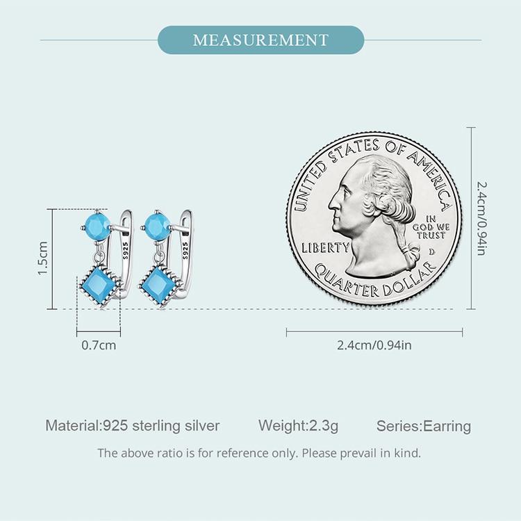 WOSTU Серьги-клипсы из стерлингового серебра 925 пробы с простой бирюзой для женщин, ювелирные изделия