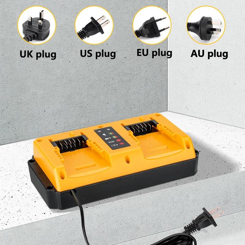 NEW Portable Dual Ports Charger For 18V-20V Lithium Battery Rechargeable DCB207 DCB206 DCB204 DCB203 Fast Charger EU Plug