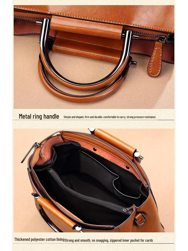 2024 Spring Women's Genuine Cowhide Handbags - Multifunctional, Large, Simple & Fashionable