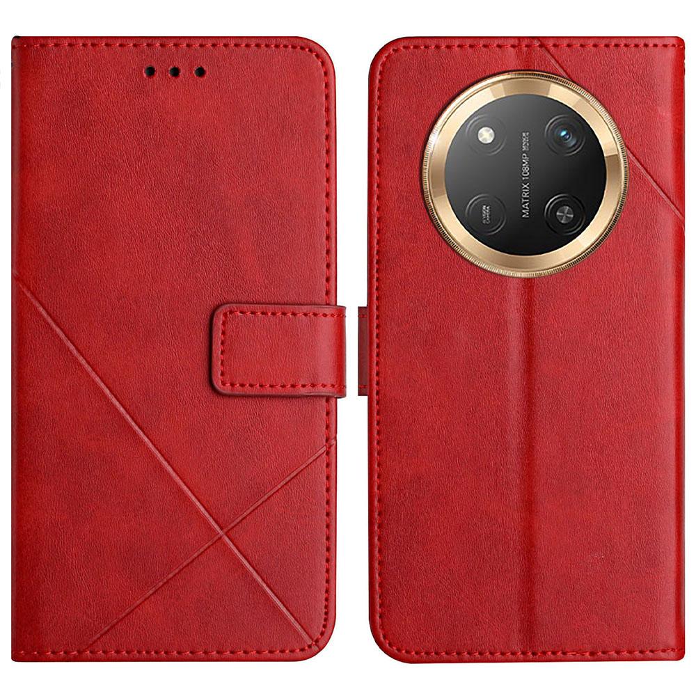 Leather Case For Honor X60 Pro 5G/X9c 5G/Magic7 Lite 5G Line Pattern Wallet Phone Cover with Wrist Strap