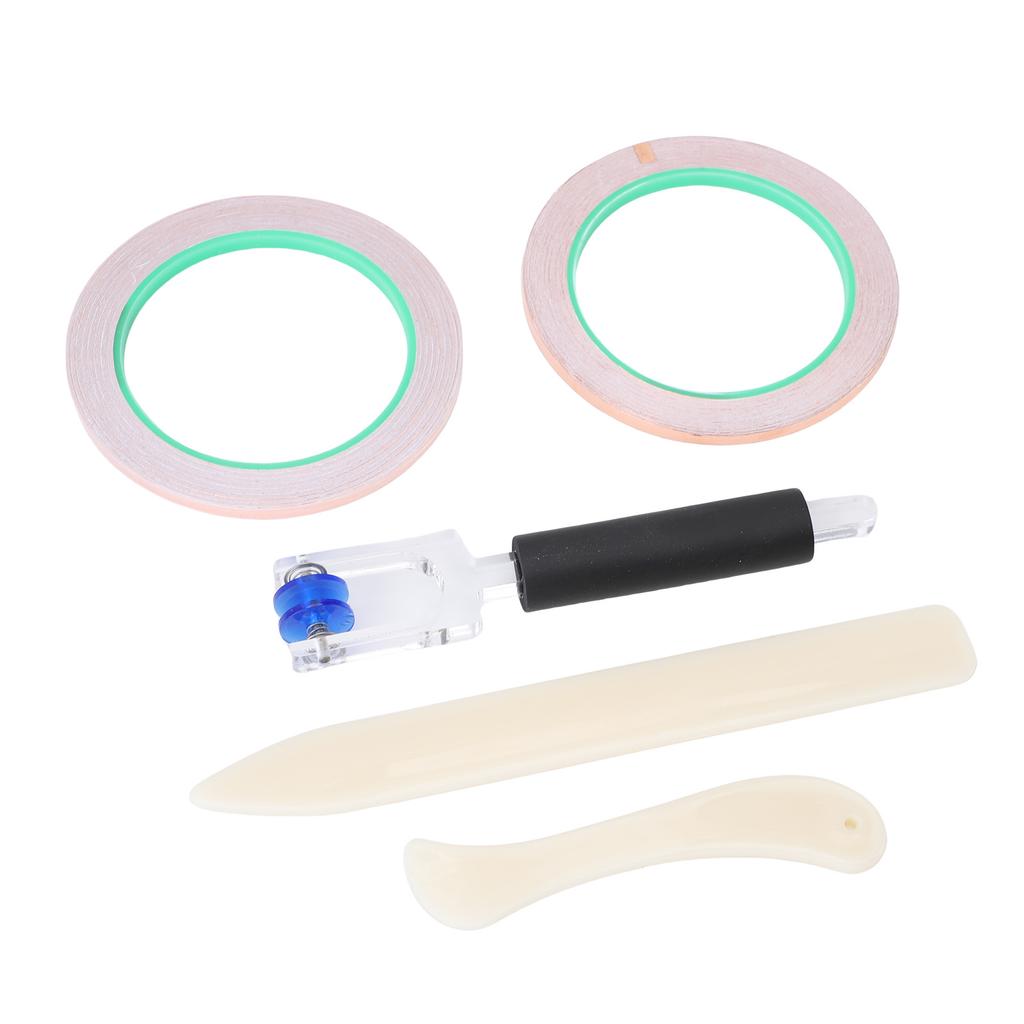 2 Rolls 5mm Backed Copper Foil Tape for Stained Glass Crafts with Scrapers 50m Length