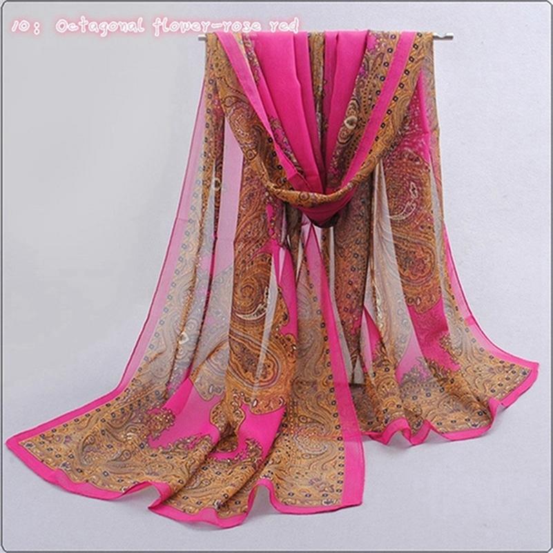 Fashion Women Chiffon Scarf Polyester Print Autumn Summer Pattern Silk Scarves Shawl