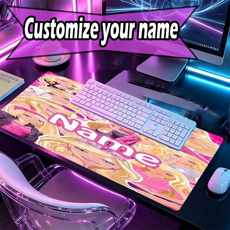 Custom Name Personalized Barbie Pattern Mousepad, Laptop PC Desk Mat, Decorative Desk Mat for Home Keyboard Pad Gift