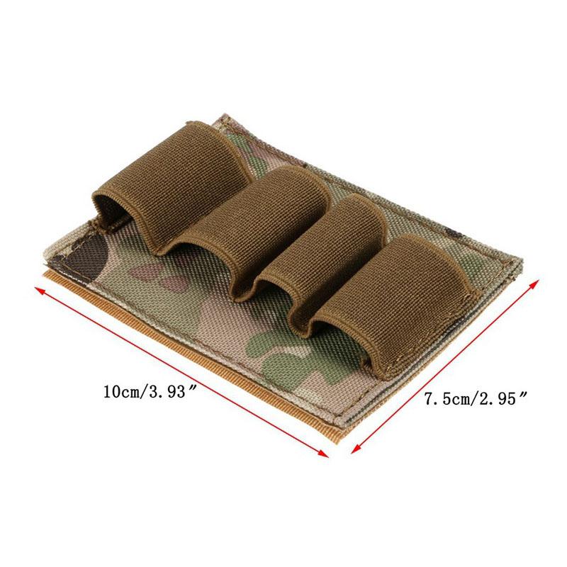 Tactical 12/20Ga 4 Round Ammo Carrier Holder Shotgun Shell Molle Nylon Magazine Pouch Panel Flashlight Pen Organizer