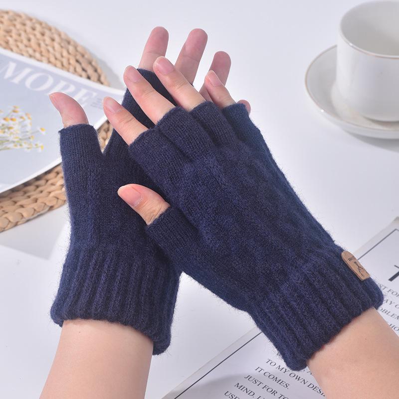 Alpaca Wool Half-Finger Gloves: Warm, Windproof, Breathable for Autumn & Winter, Outdoor Cycling.