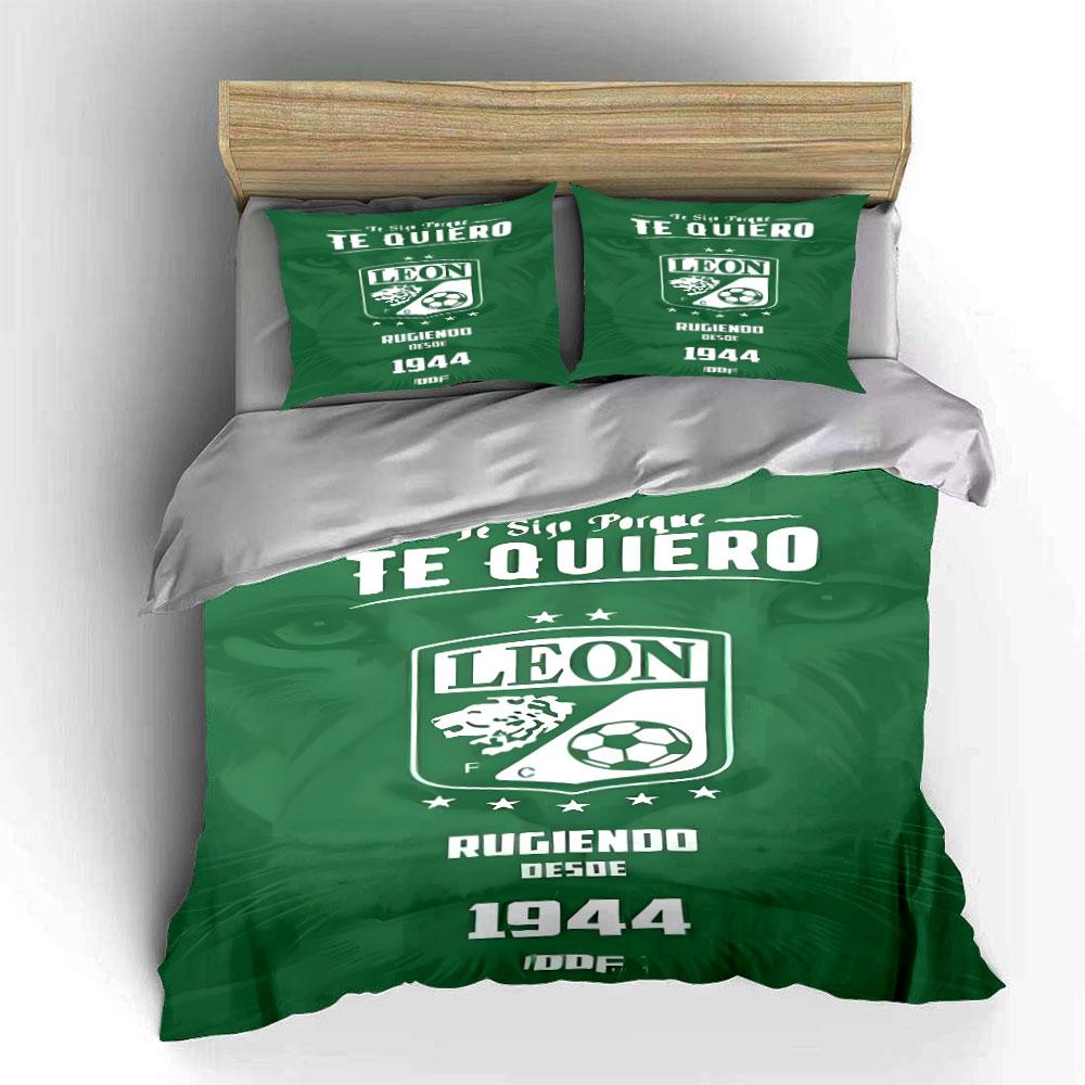 "León FC Logo Green Design, Since 1944" Print Bedding Set Duvet Cover Pillowcases (1* Duvet Cover 2* Pillowcases Do Not Include Comforter)