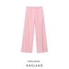 Kaslead New Arrival Women's Clothing Fashion Style Stylish Simple and Versatile Straight-leg Decorative Pocket Elastic Casual Pants